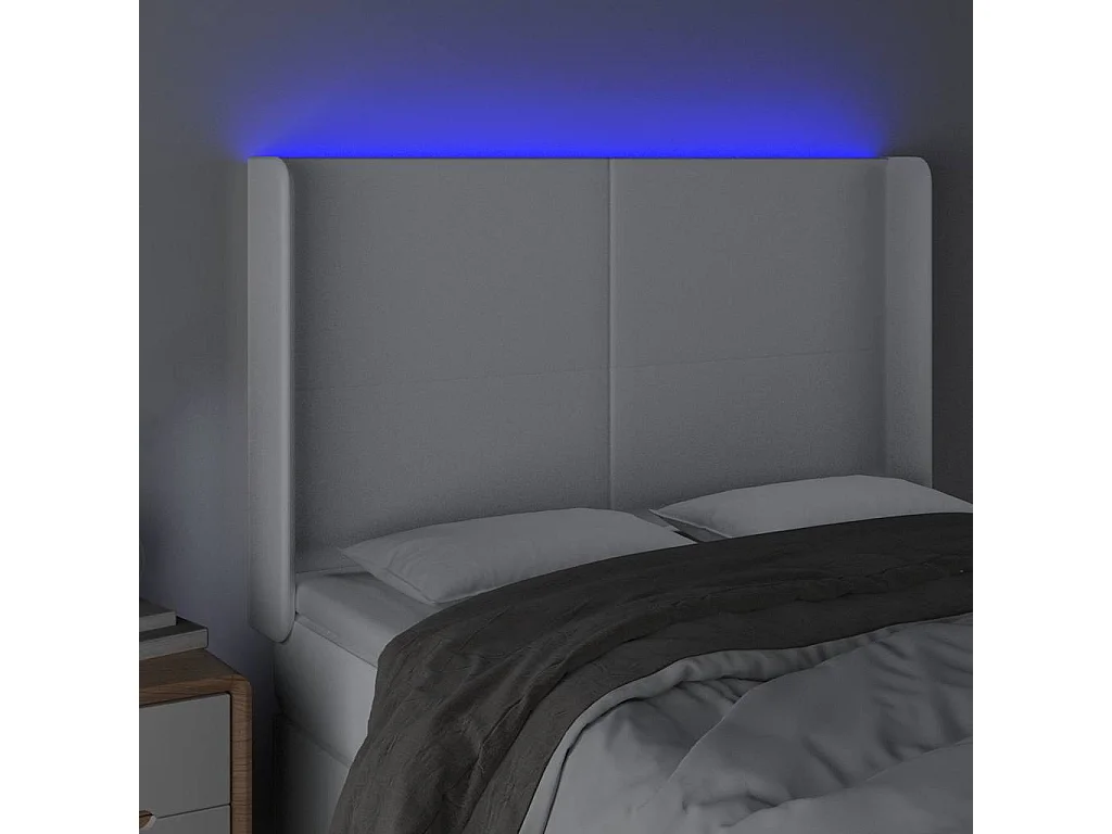 Tête de lit à LED Blanc 147x16x118/128 cm Similicuir