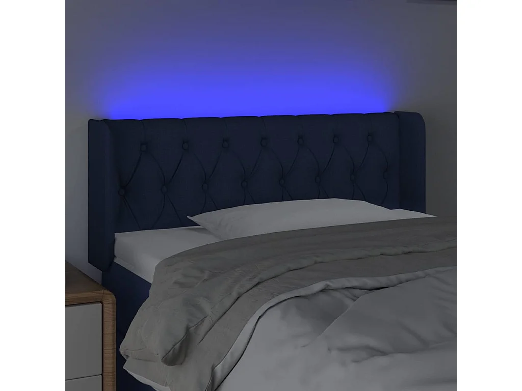 LED Kopfteil Blau 103x16x78/88 cm Stoff
