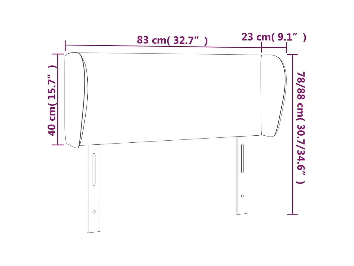 Tête de lit avec oreilles Vert foncé 83x23x78/88 cm Velours