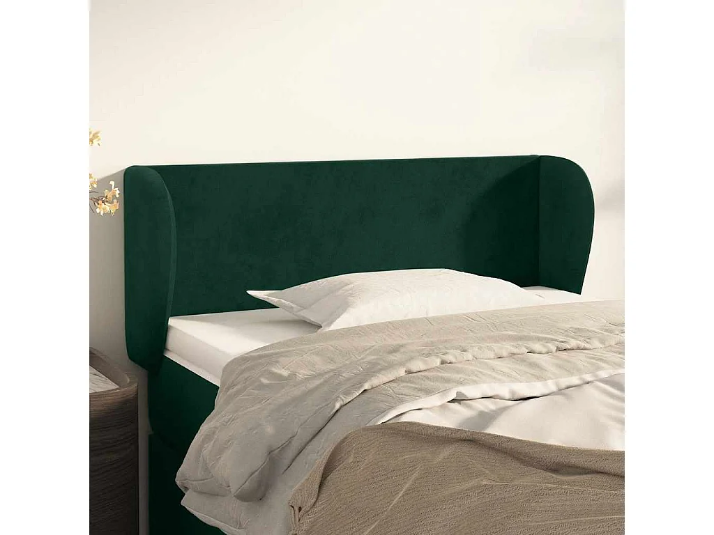 Kopfteil mit Ohren Dunkelgrün 83x23x78/88 cm Samt