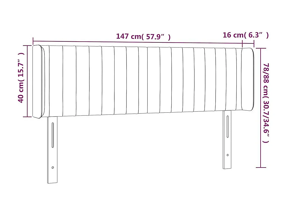 Tête de lit avec oreilles Vert foncé 147x16x78/88 cm Velours