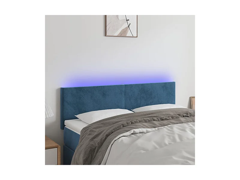 LED Kopfteil Dunkelblau 144x5x78/88 cm Samt