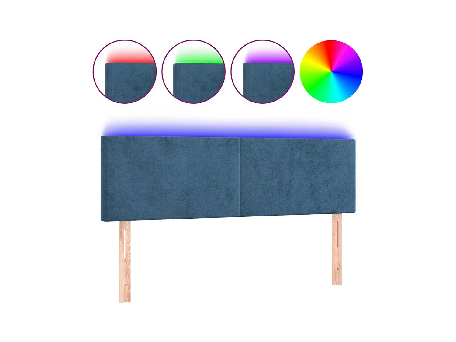 Tête de lit à LED Bleu foncé 144x5x78/88 cm Velours