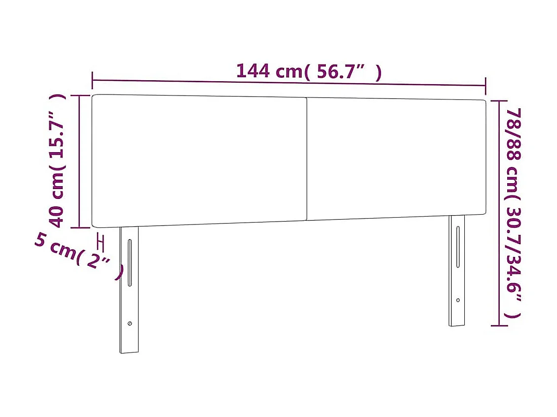 Tête de lit à LED Bleu foncé 144x5x78/88 cm Velours