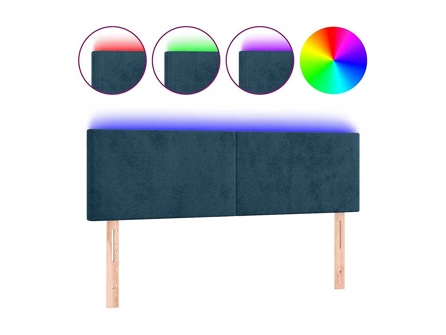 Tête de lit à LED Bleu foncé 144x5x78/88 cm Velours