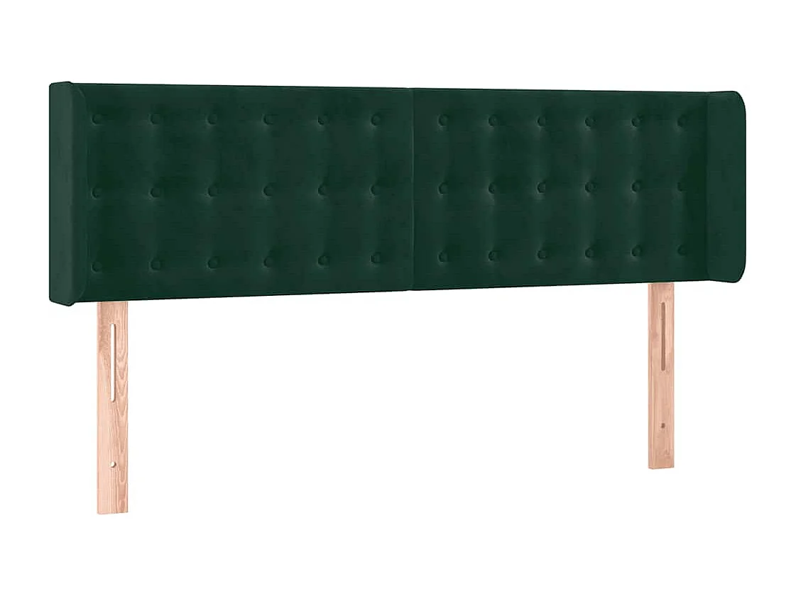 Tête de lit avec oreilles Vert foncé 147x16x78/88 cm Velours