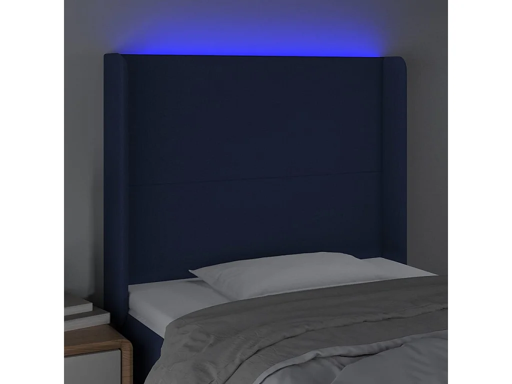 Hoofdbord LED 103x16x118/128 cm stof blauw