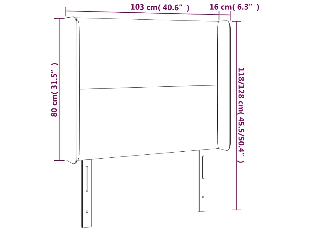 Hoofdbord LED 103x16x118/128 cm stof blauw