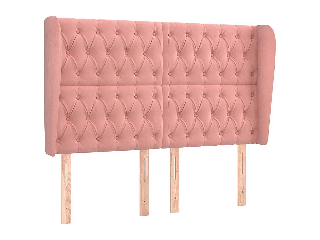 Kopfteil mit Ohren Rosa 147x23x118/128 cm Samt
