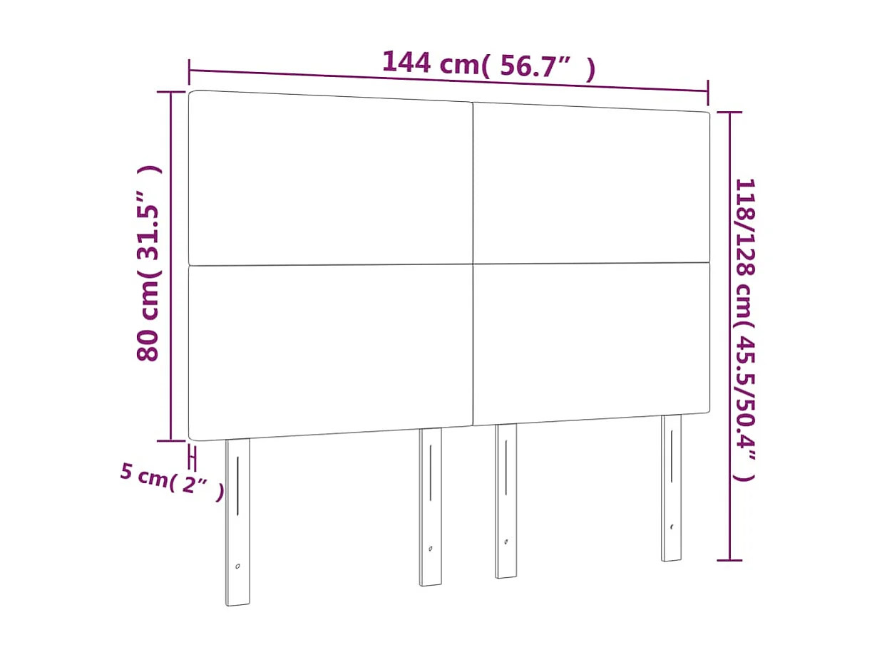 Testiera a LED Marrone Scuro 144x5x118/128 cm in Tessuto