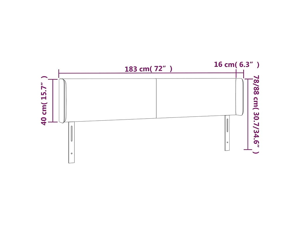 LED Kopfteil Taupe 183x16x78/88 cm Stoff