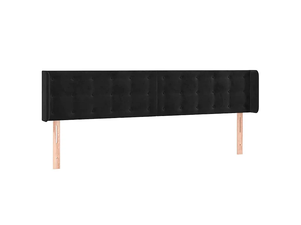 Cabecero con LED de terciopelo negro 183x16x78/88 cm