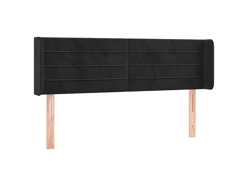 Hoofdbord met randen 147x16x78/88 cm fluweel zwart