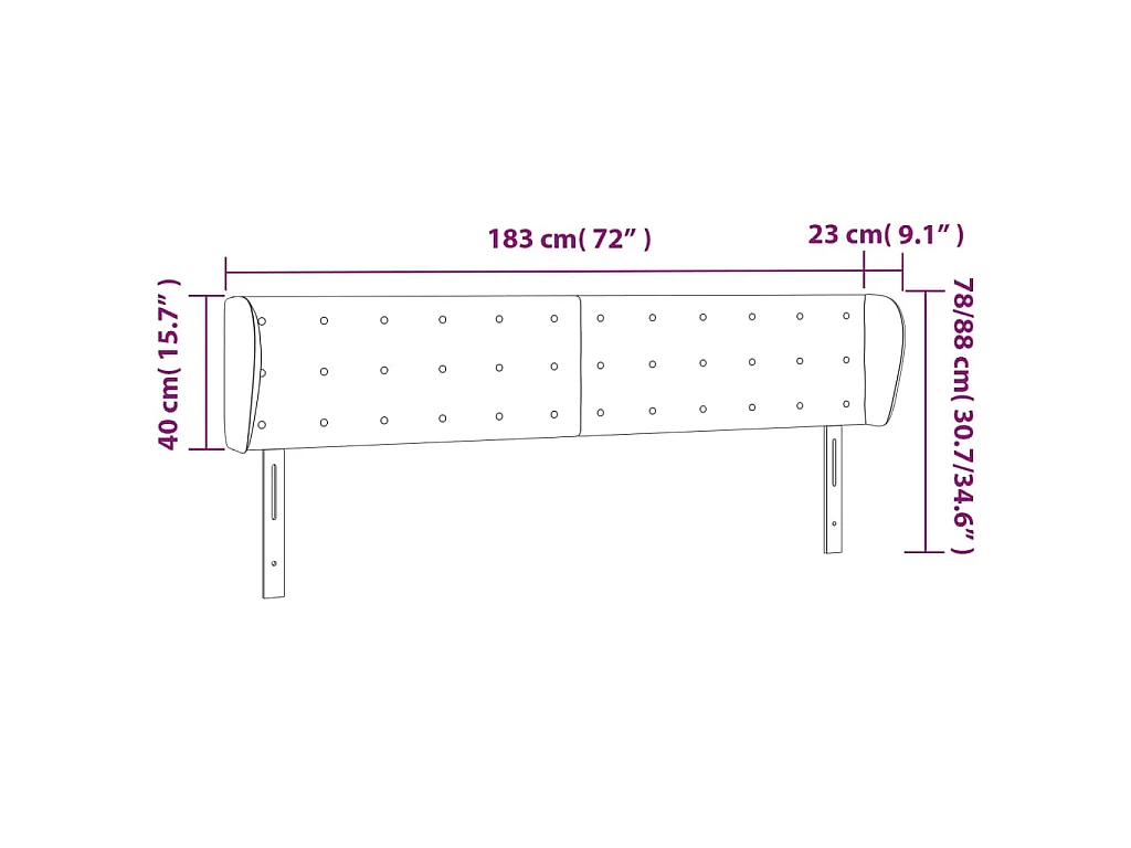 Testiera ad Orecchio Crema 183x23x78/88 cm in Tessuto