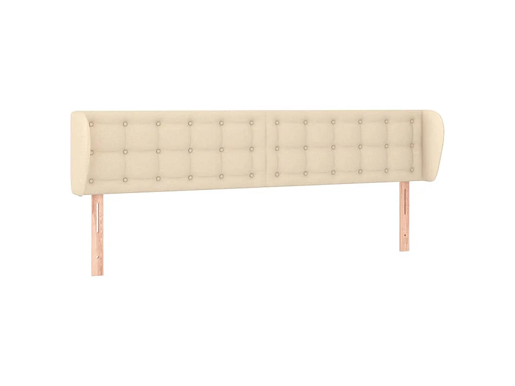 Hoofdbord met randen 183x23x78/88 cm stof crèmekleurig