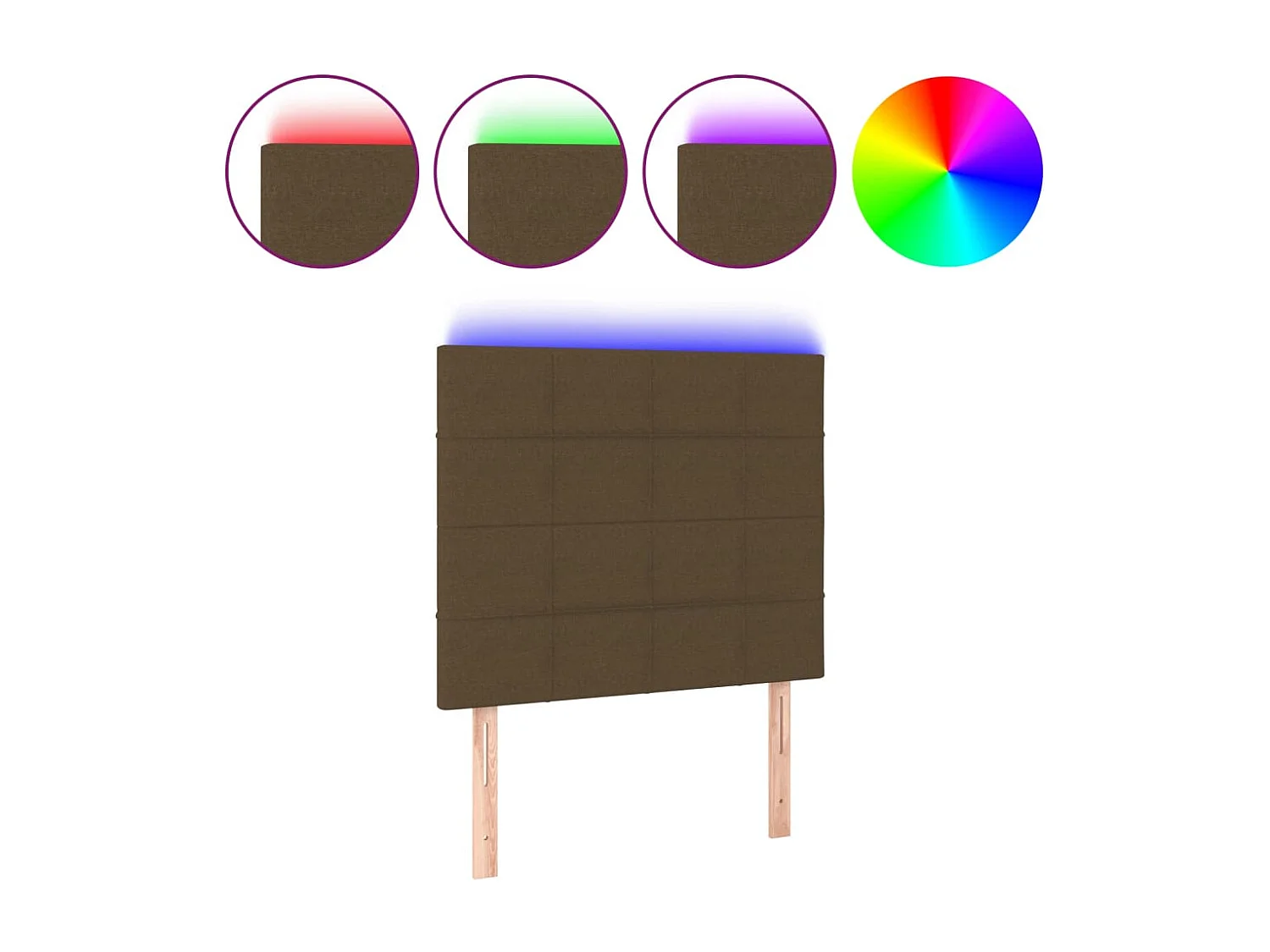 Tête de lit à LED Marron foncé 100x5x118/128 cm Tissu