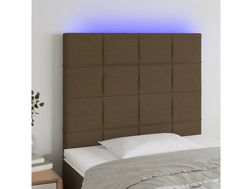 Hoofdbord LED 100x5x118/128 cm stof donkerbruin