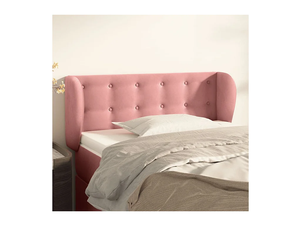 Cabeceira de cama c/ abas veludo 83x23x78/88 cm rosa