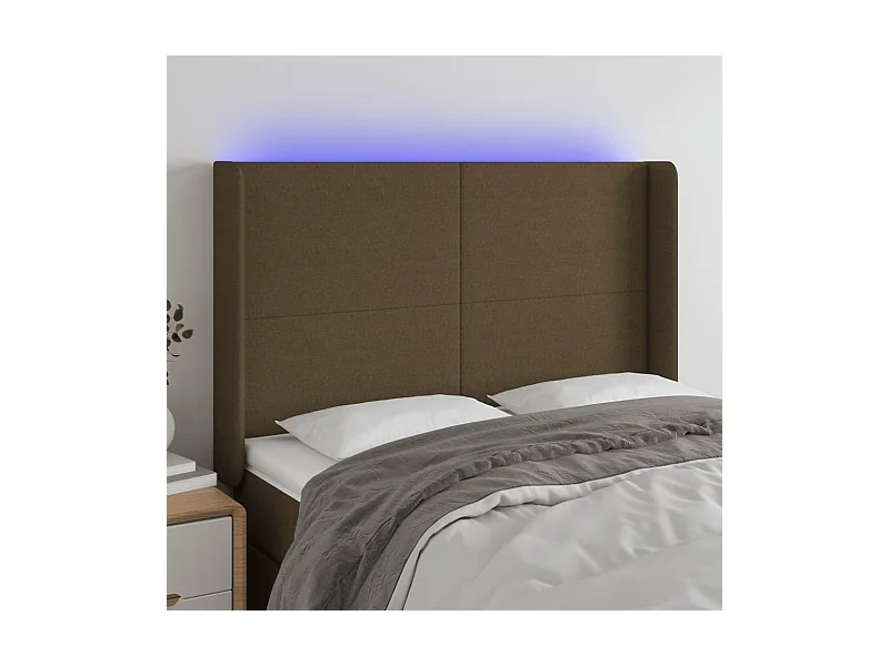 Testiera a LED MarroneScuro147x16x118/128cm inTessuto