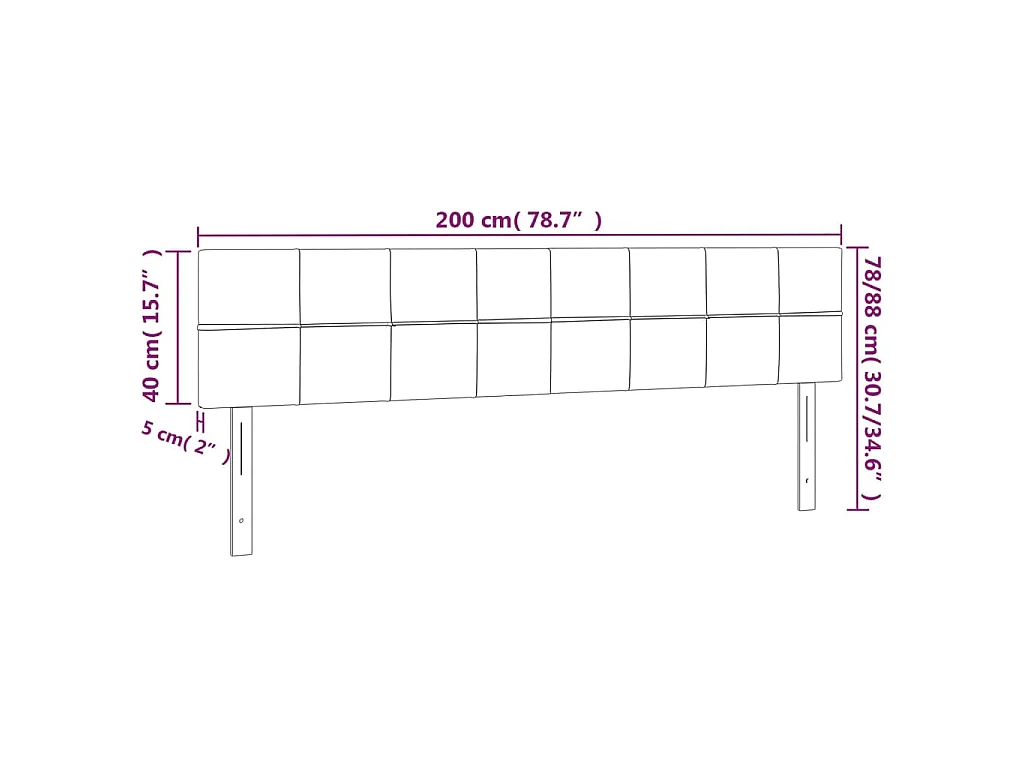 Kopfteile Dunkelbraun 200x5x78/88 cm Stoff