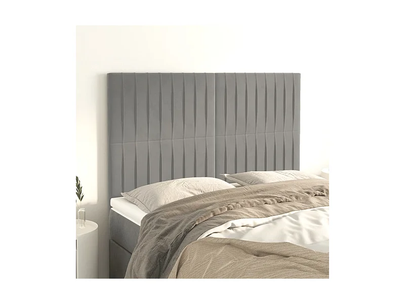 Hoofdbord lichtgrijs 144x5x118/128 cm fluweel