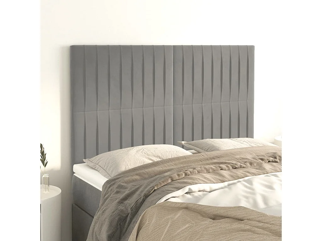 Kopfteil Hellgrau 144x5x118/128 cm Samt