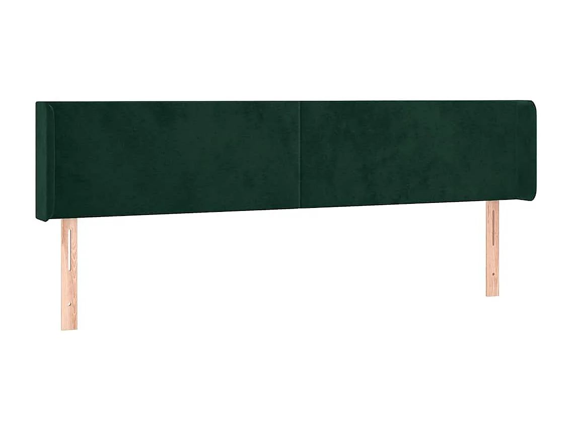 Cabeceira de cama c/ abas veludo 203x16x78/88cm verde-escuro