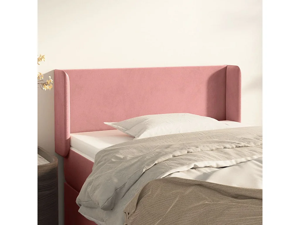 Testiera ad Orecchio Rosa 103x16x78/88 cm in Velluto