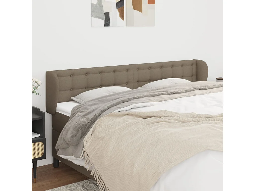 Testiera ad Orecchio Tortora 203x23x78/88 cm in Tessuto