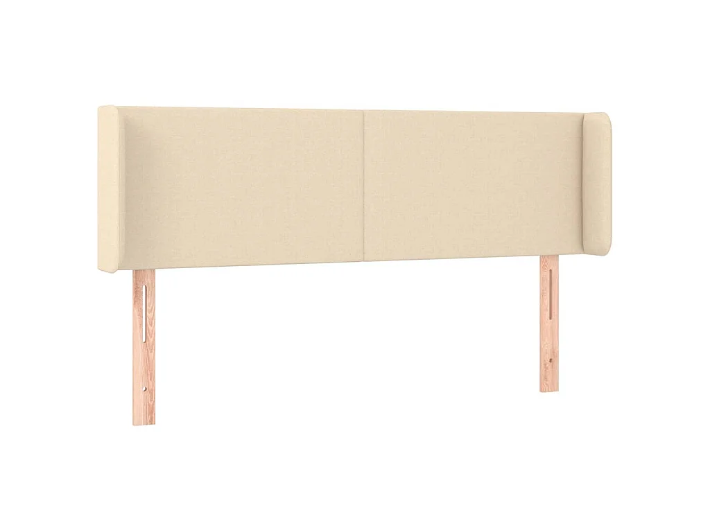 Hoofdbord met randen 147x16x78/88 cm stof crèmekleurig