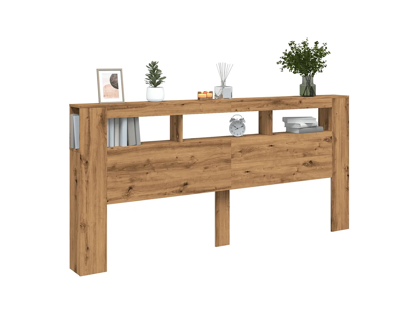 Tête de lit à LED chêne artisanal 220x18,5x103,5 cm