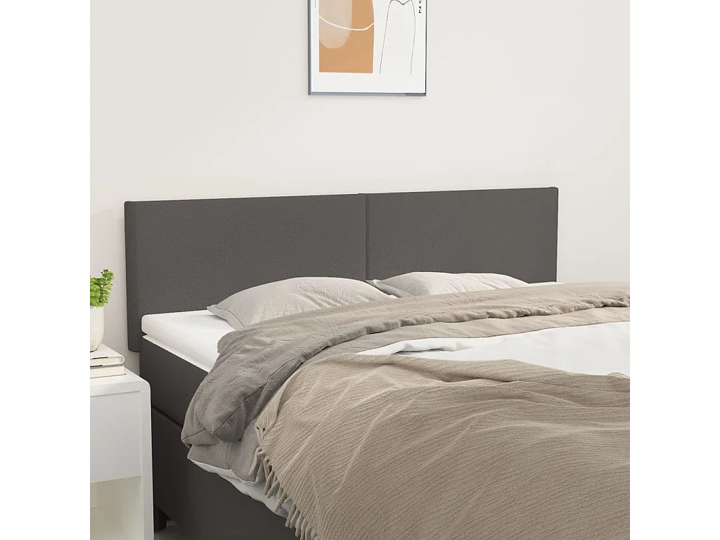 Testiera Grigio 144x5x78/88 cm in Similpelle