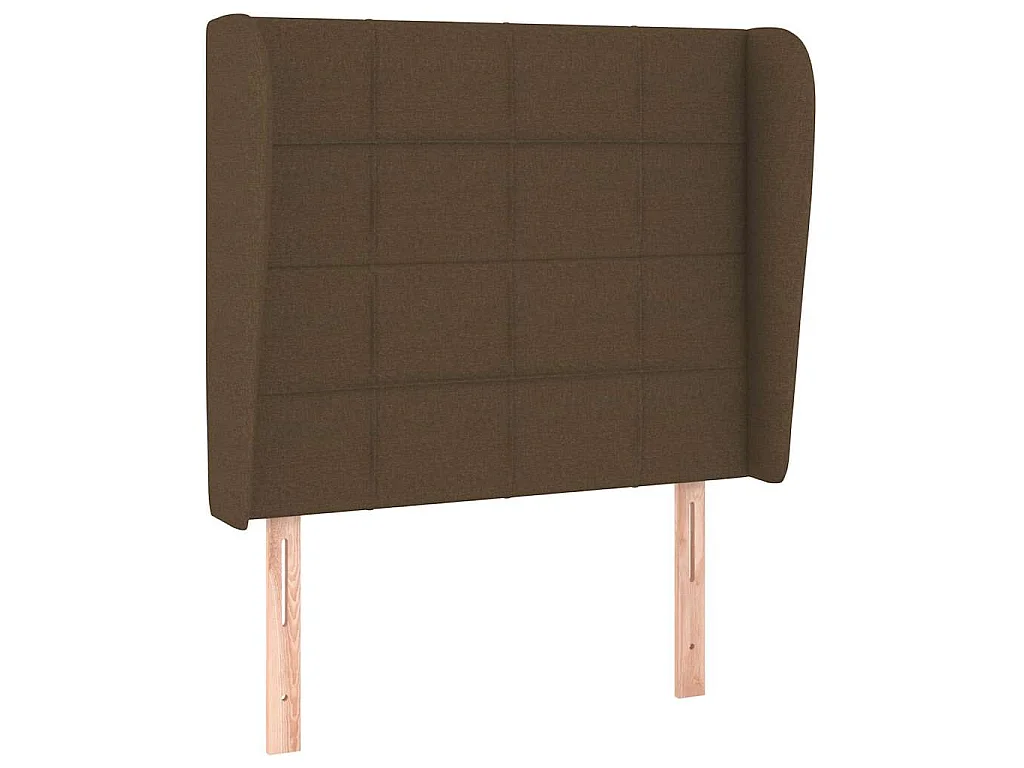Tête de lit avec oreilles Marron foncé 103x23x118/128 cm Tissu