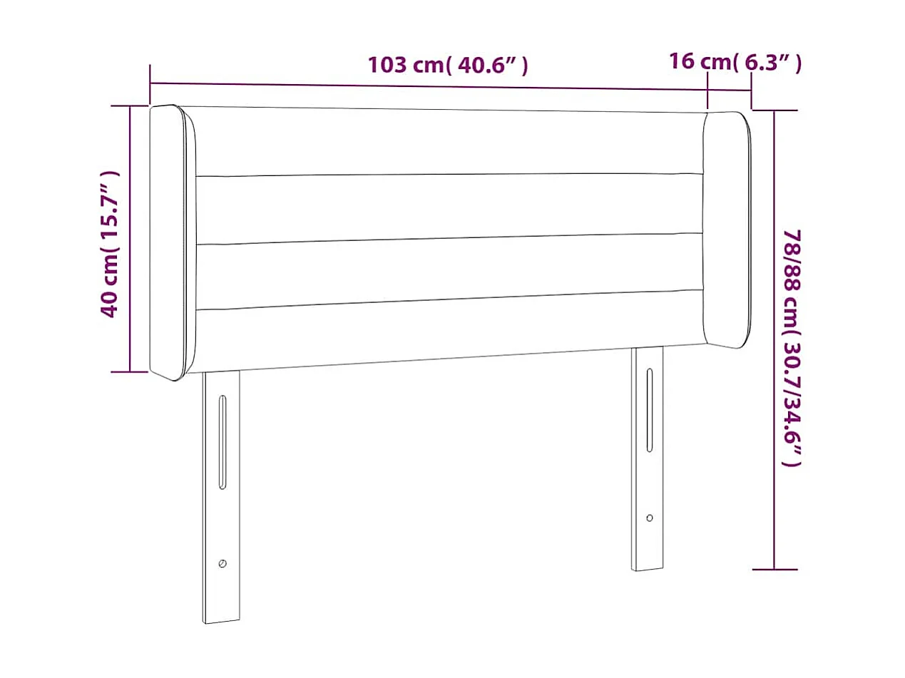 Hoofdbord LED 103x16x78/88 cm fluweel donkergroen