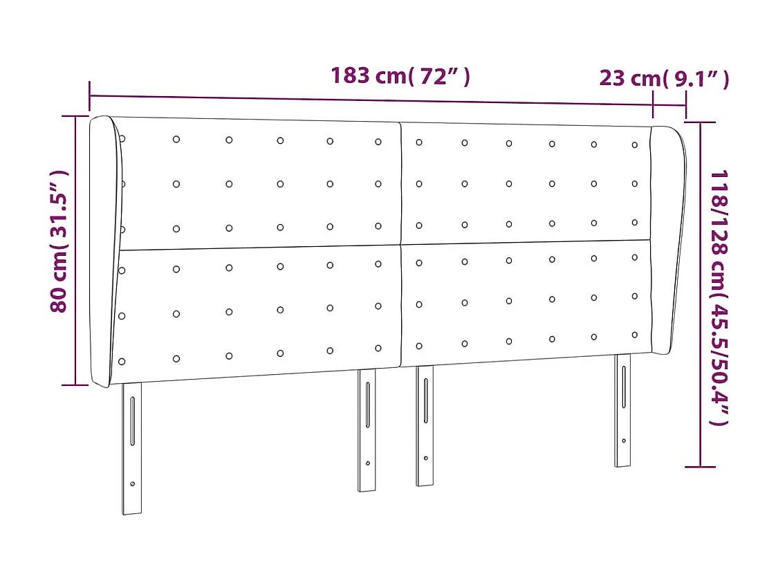 Kopfteil mit Ohren Creme 183x23x118/128 cm Stoff
