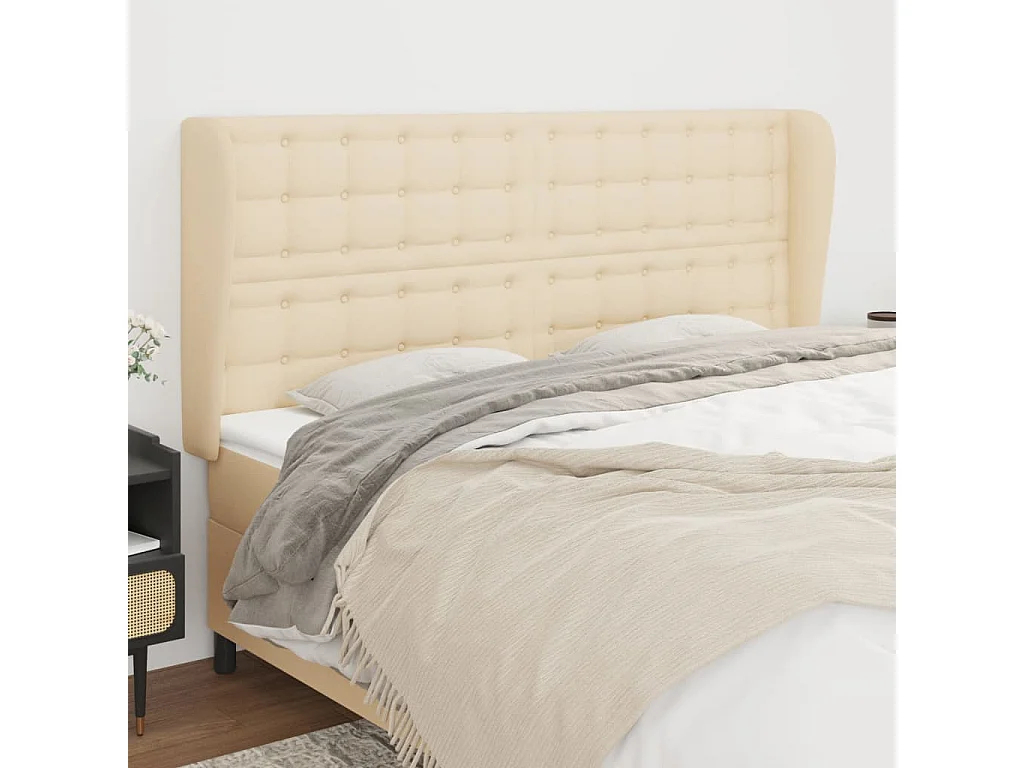 Tête de lit avec oreilles Crème 183x23x118/128 cm Tissu