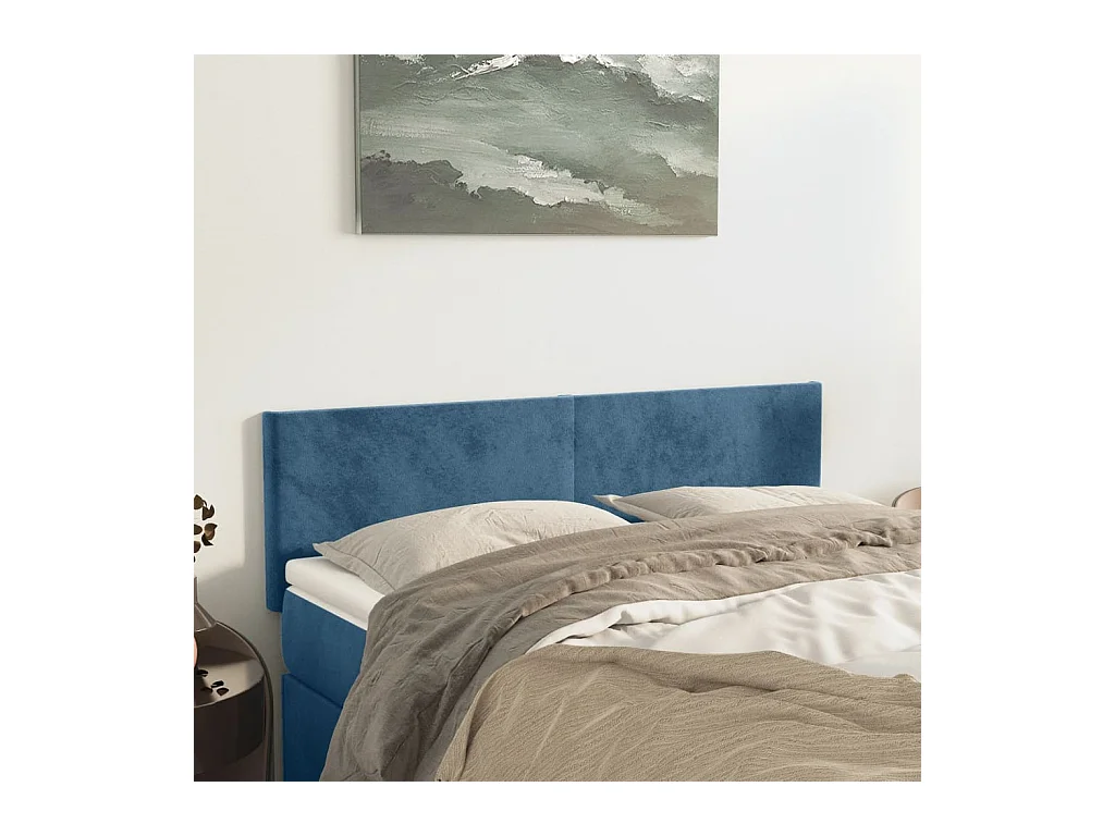 Kopfteile 2 Stk. Dunkelblau 72x5x78/88 cm Samt