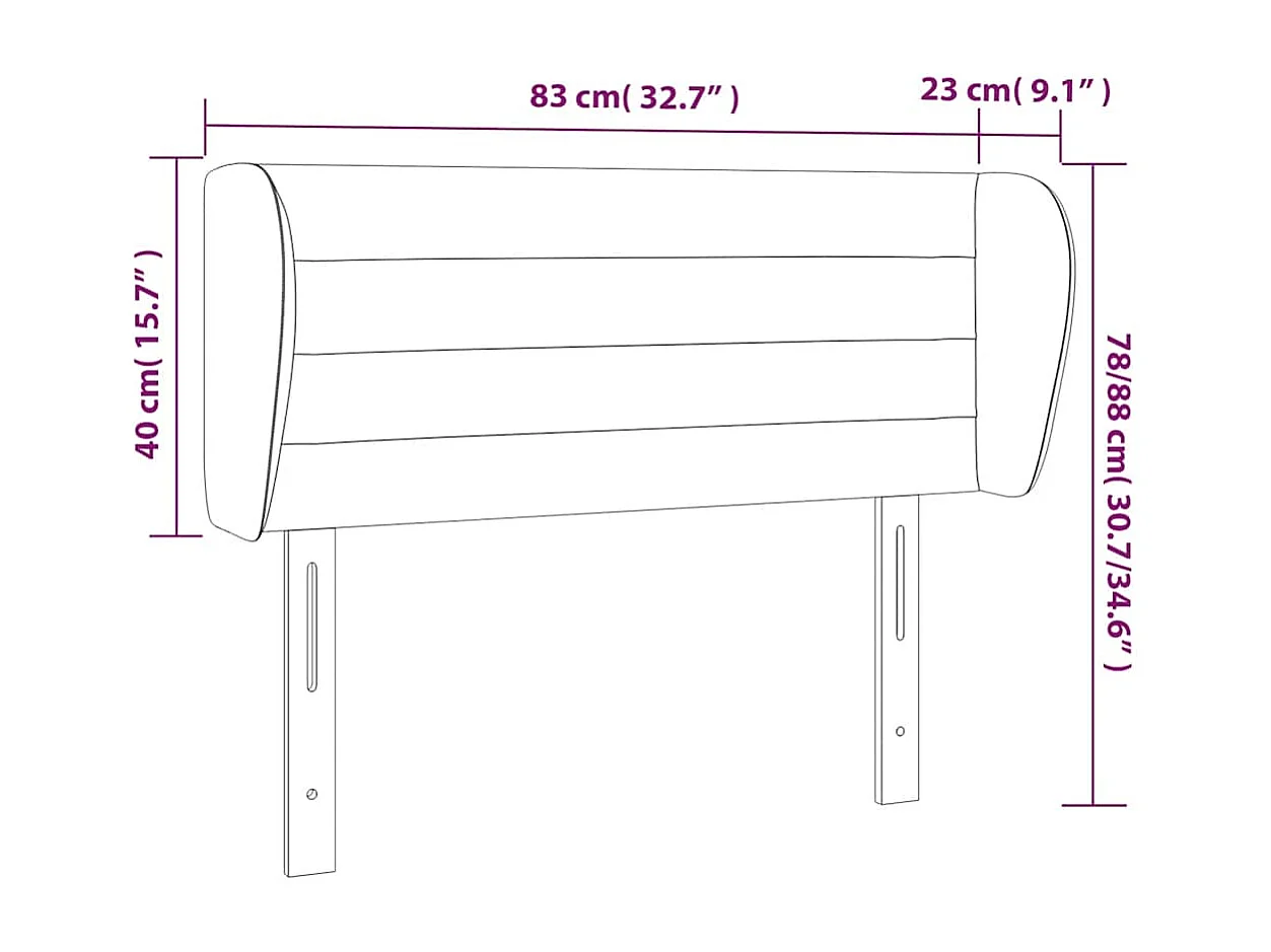Tête de lit avec oreilles Bleu foncé 83x23x78/88 cm Velours