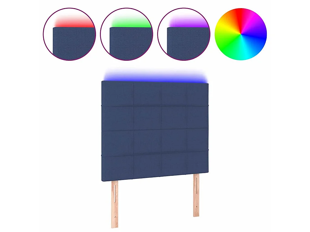 LED Kopfteil Blau 90x5x118/128 cm Stoff