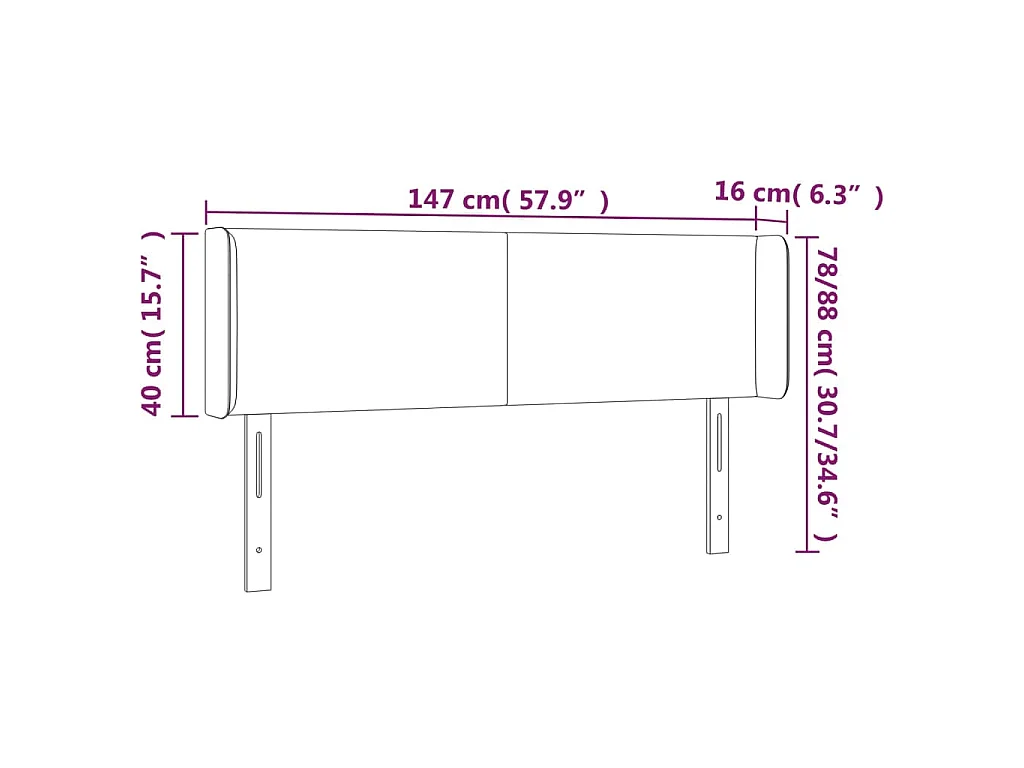 Hoofdbord LED 147x16x78/88 cm stof lichtgrijs