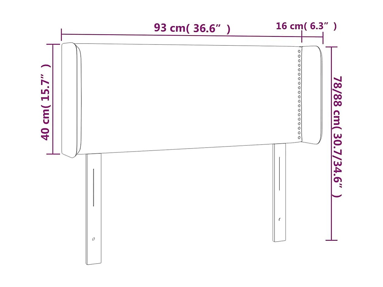 Tête de lit avec oreilles Vert foncé 93x16x78/88 cm Velours