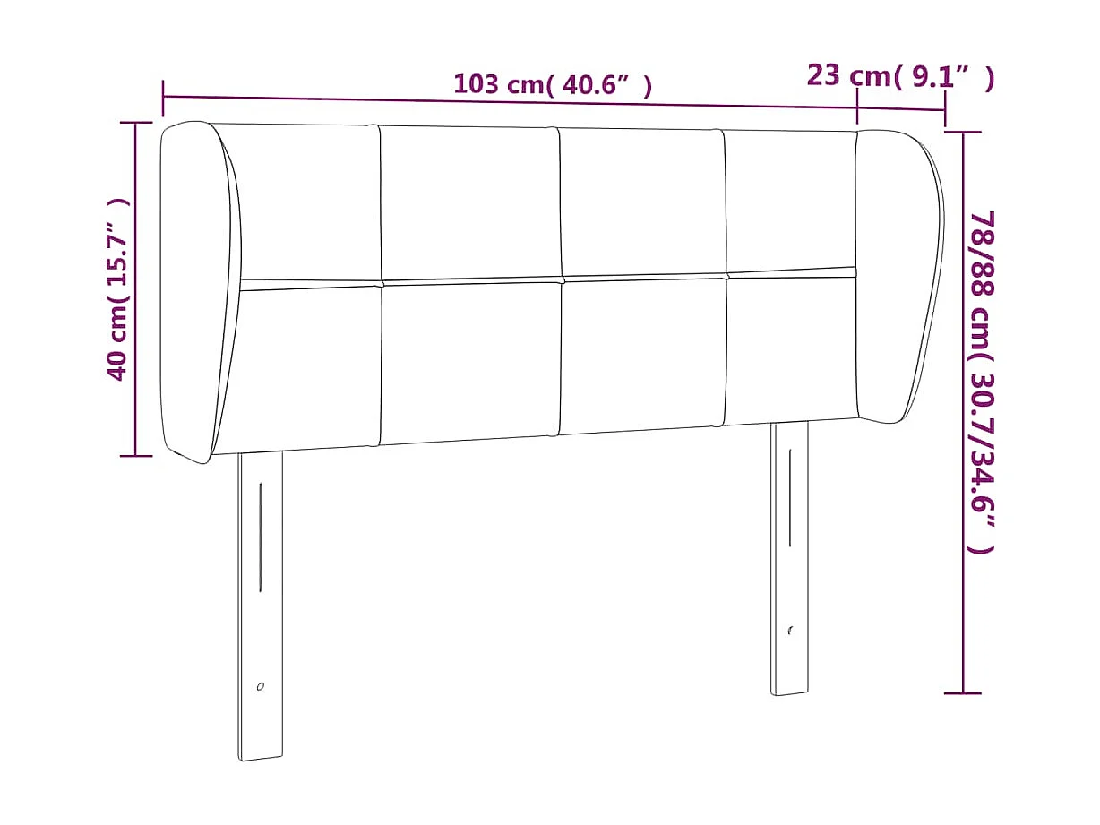 Tête de lit avec oreilles Rose 103x23x78/88 cm Velours