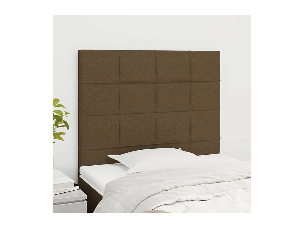 Têtes de lit 2 pcs Marron Foncé 100x5x78/88 cm Tissu