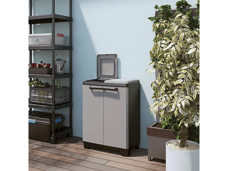 Armario de reciclaje Split Premium gris y negro 92 cm