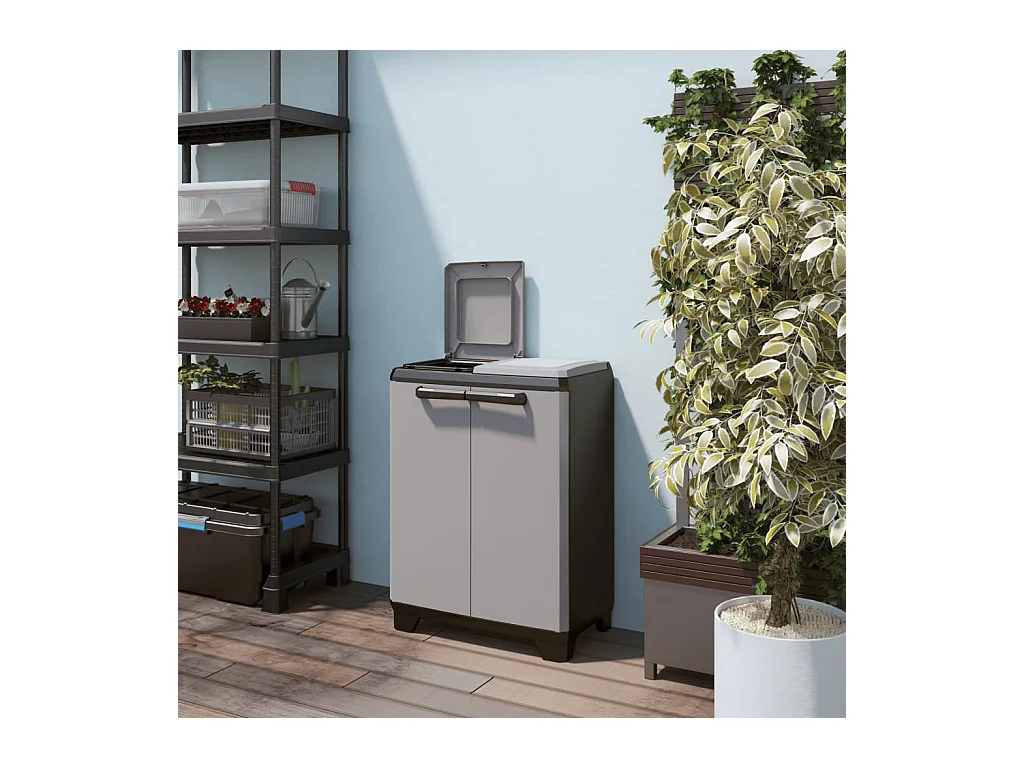 Armario de reciclaje Split Premium gris y negro 92 cm