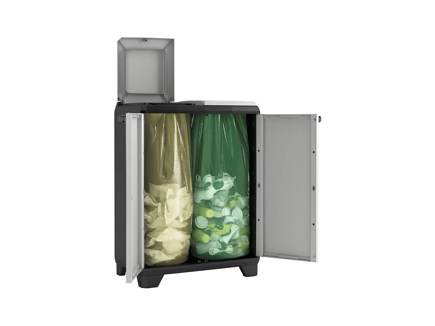 Armario de reciclaje Split Premium gris y negro 92 cm