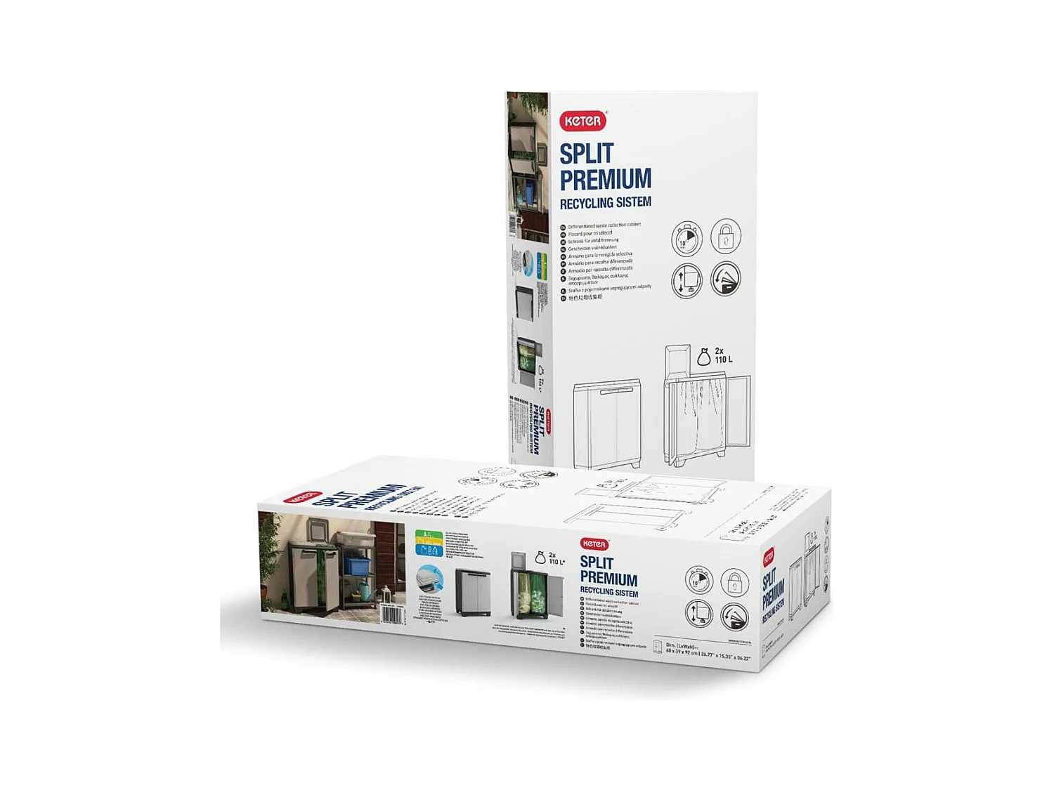 Armario de reciclaje Split Premium gris y negro 92 cm