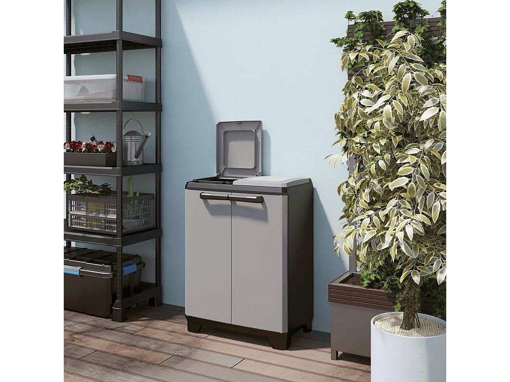 Armario de reciclaje Split Premium gris y negro 92 cm
