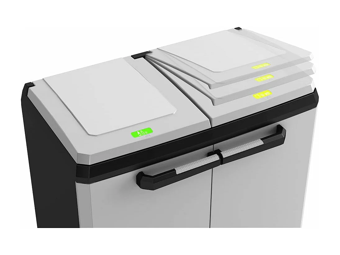 Armario de reciclaje Split Premium gris y negro 92 cm