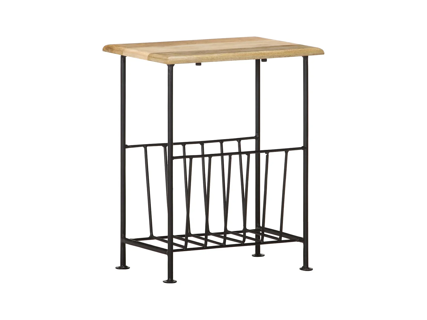 Portariviste 40x30x50 cm in Legno Massello di Mango e Acciaio